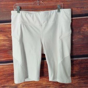 ATHLETA HIGH RISE contender 9" Biker SHORTS WHITE XLT Zip Pockets Women's TALL